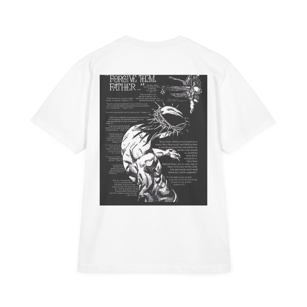 Alexis Angel Wings Graphic T-Shirt — 'Forgive Them Father' Back Print