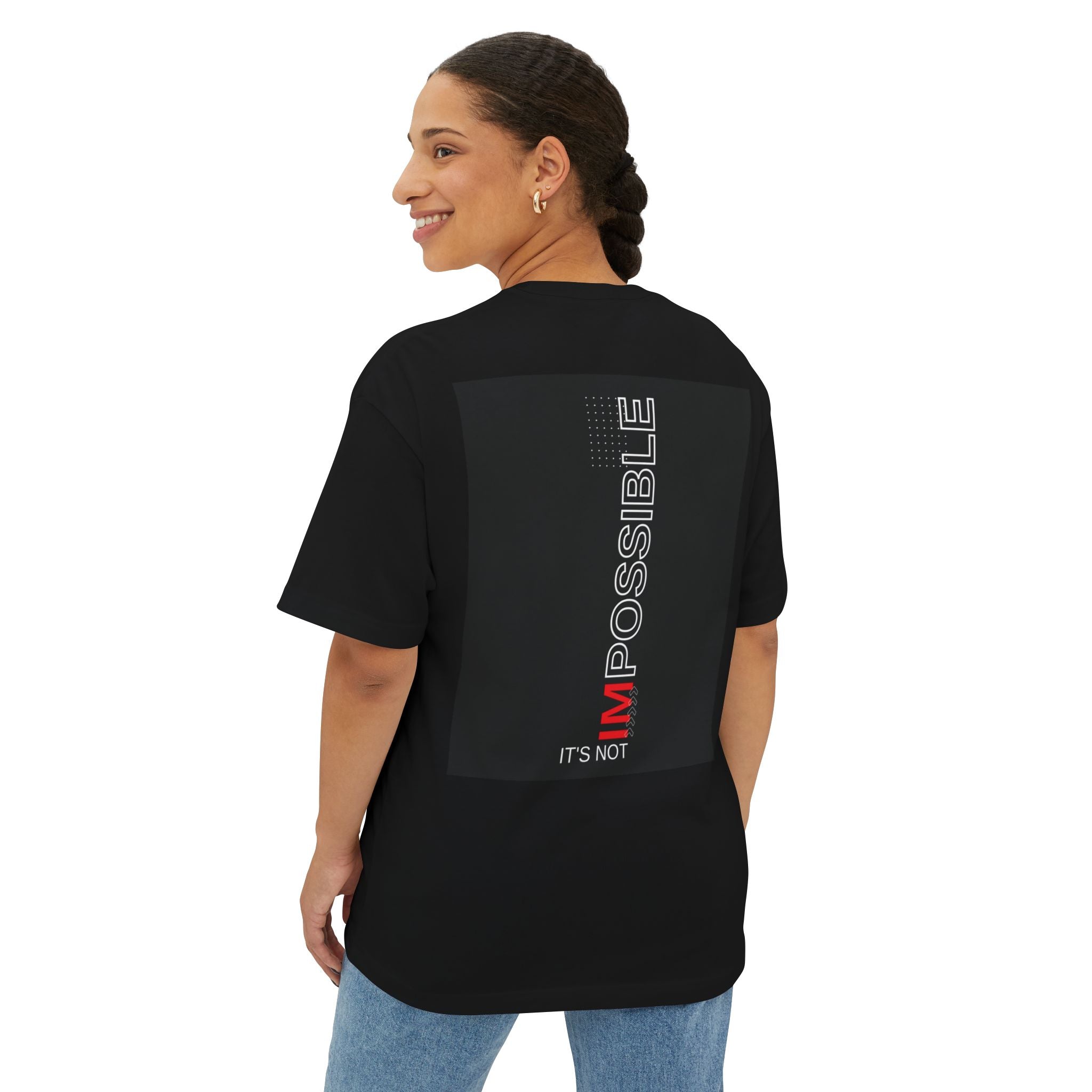 Angel Skull Tee — Personalized Alexis Graphic “It’s Not Impossible” Oversized Boxy T-Shirt