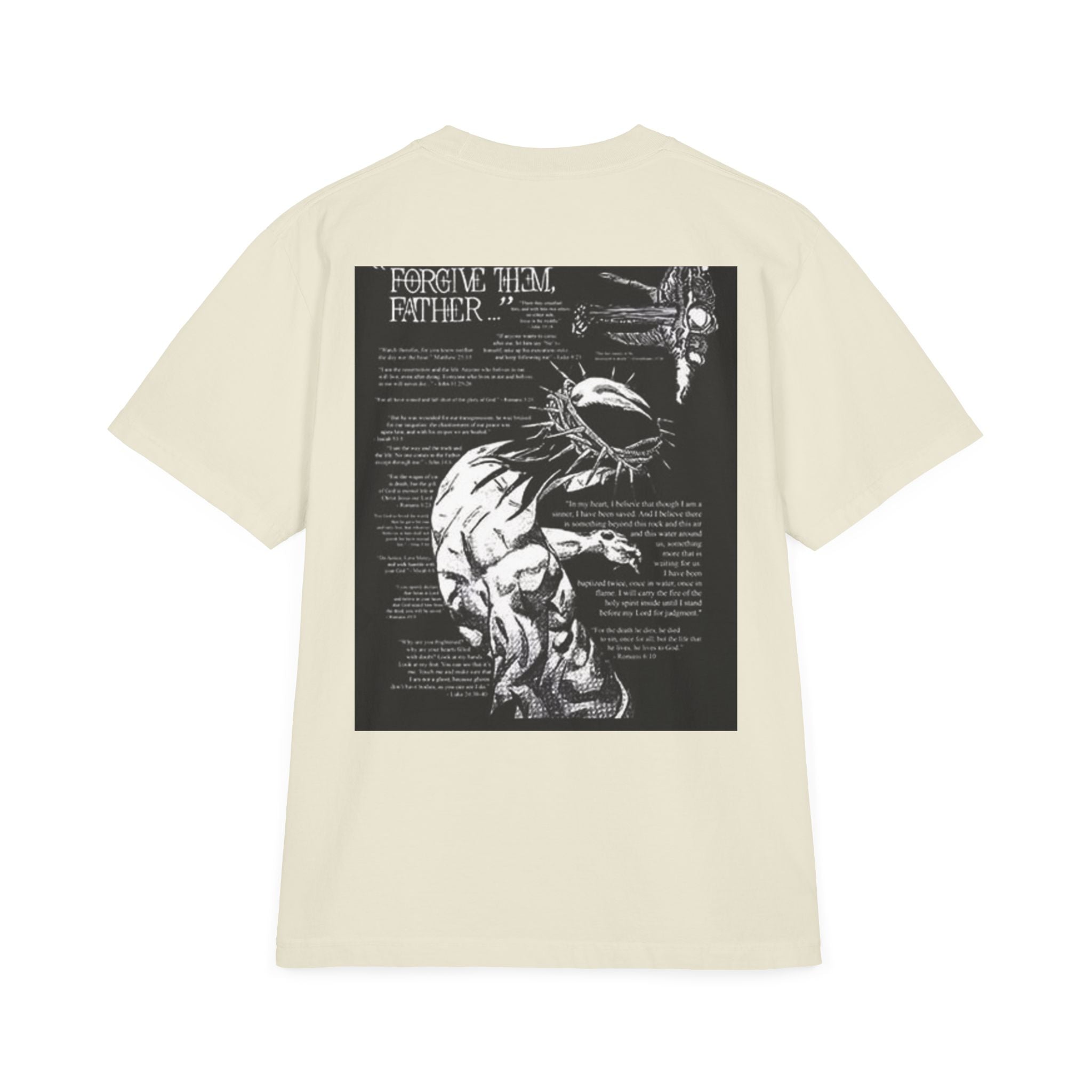 Alexis Angel Wings Graphic T-Shirt — 'Forgive Them Father' Back Print