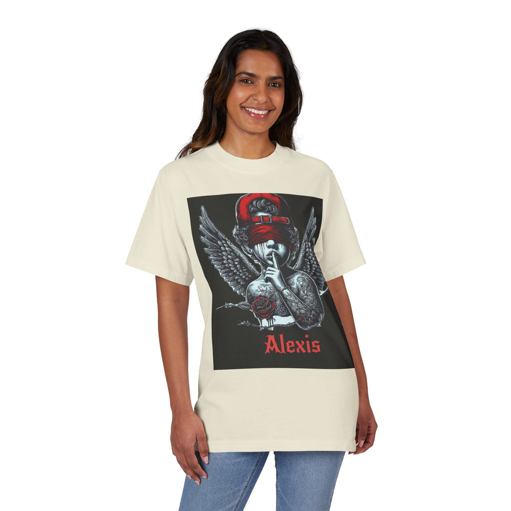 Alexis Angel Wings Graphic T-Shirt — 'Forgive Them Father' Back Print