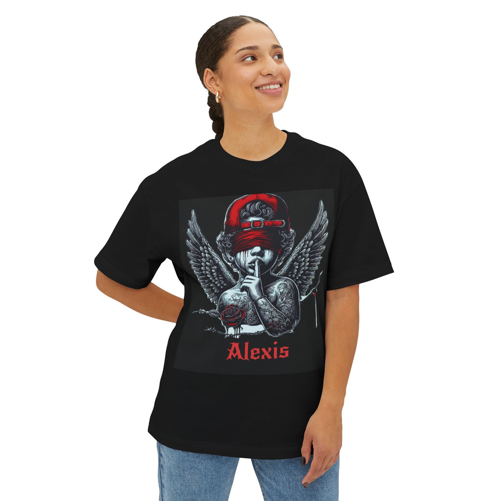 Angel Skull Tee — Personalized Alexis Graphic “It’s Not Impossible” Oversized Boxy T-Shirt