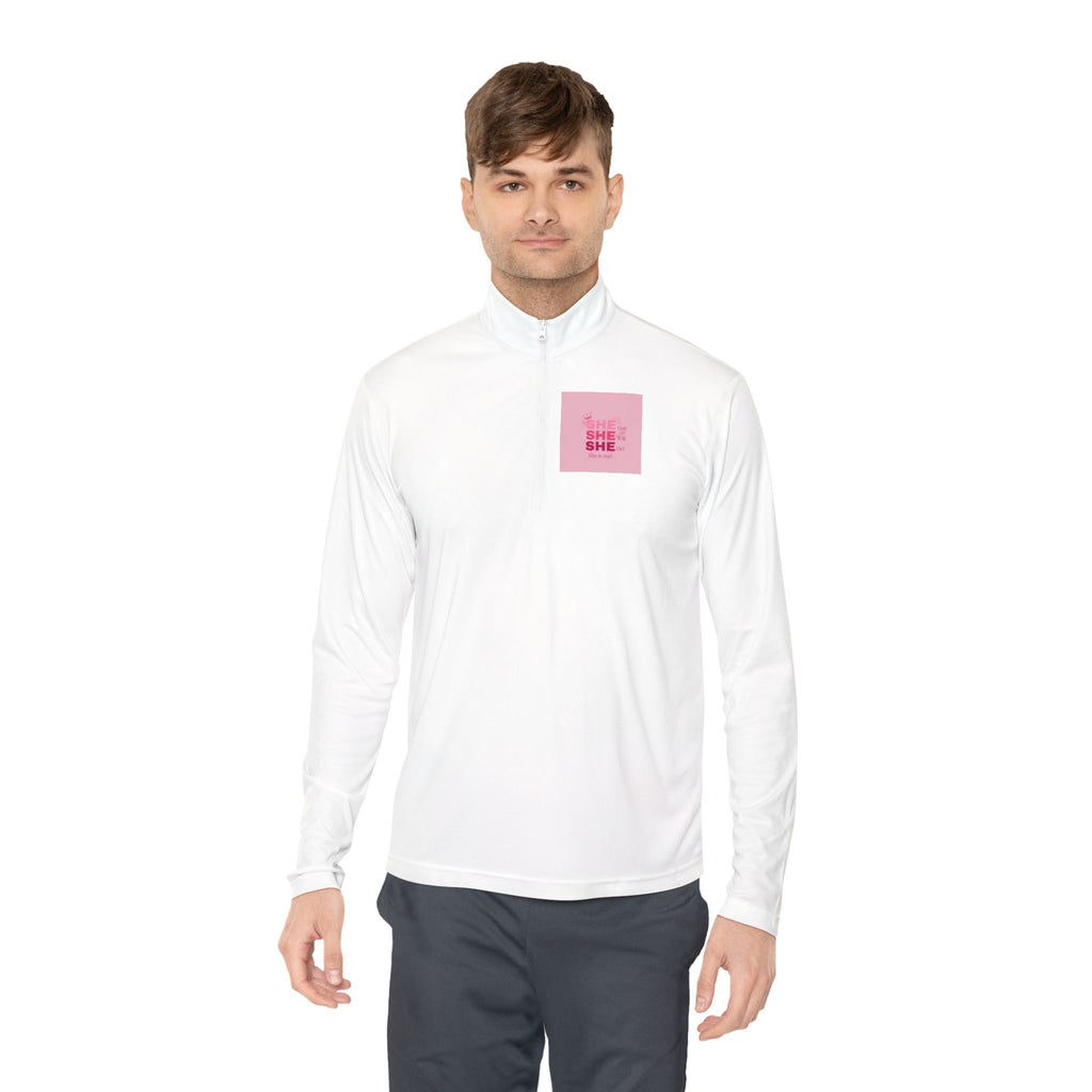 Quarter-Zip Pullover — Empowerment Silhouette Graphic ("Strong Beautiful Amazing")