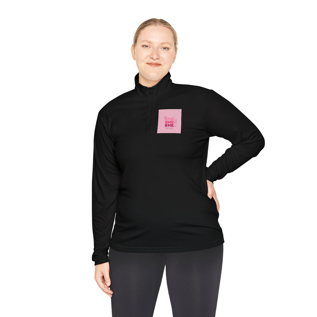 Quarter-Zip Pullover — Empowerment Silhouette Graphic ("Strong Beautiful Amazing")
