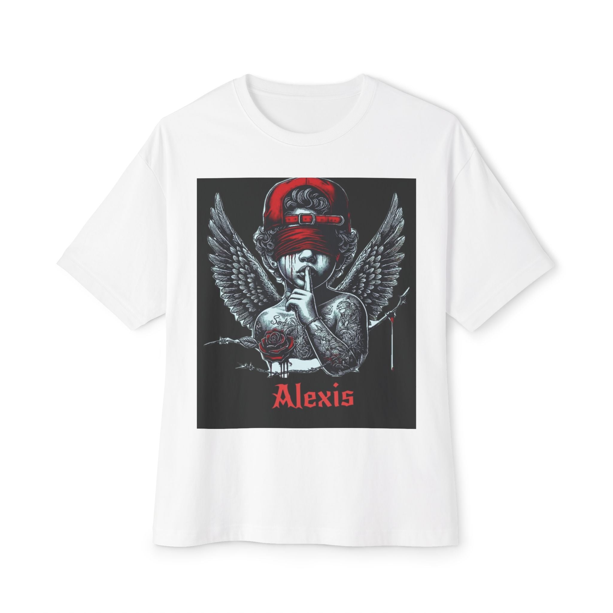 Angel Skull Tee — Personalized Alexis Graphic “It’s Not Impossible” Oversized Boxy T-Shirt