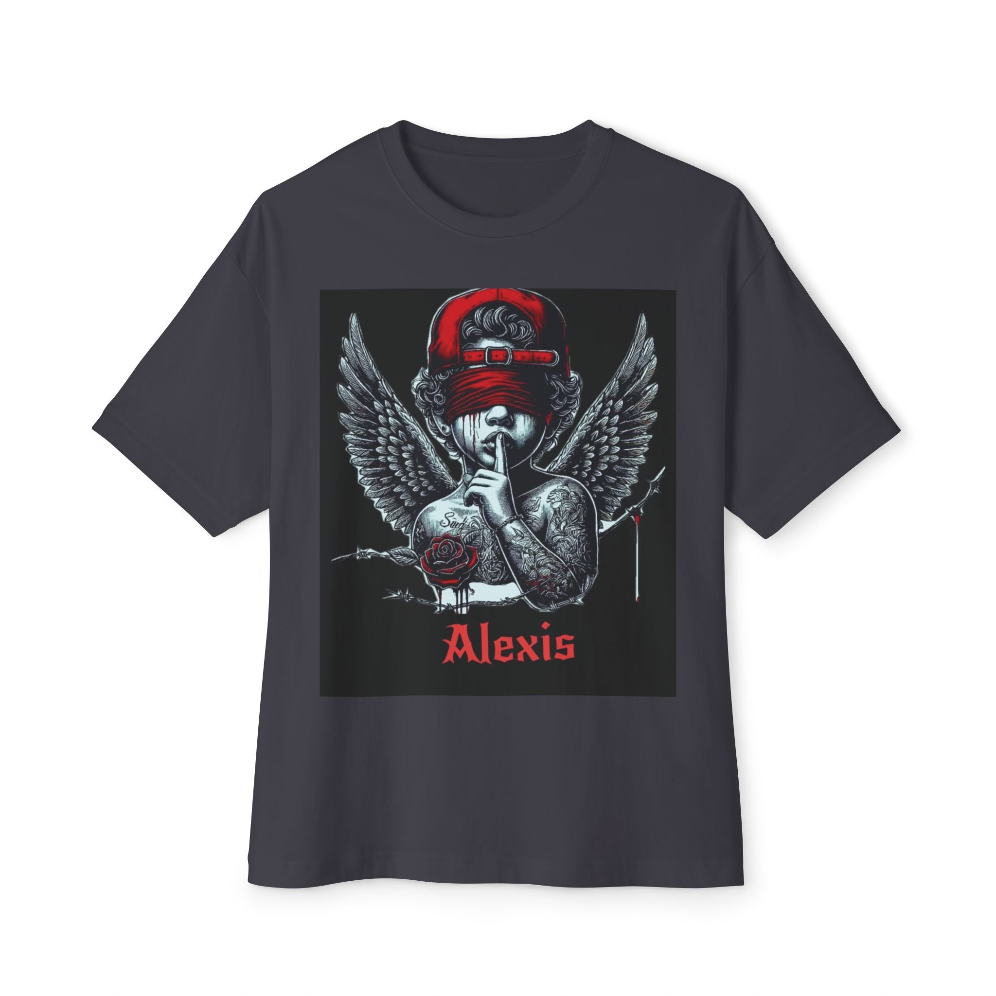 Angel Skull Tee — Personalized Alexis Graphic “It’s Not Impossible” Oversized Boxy T-Shirt