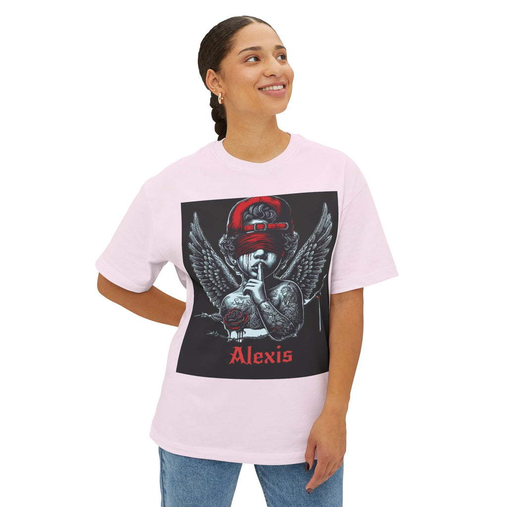 Angel Skull Tee — Personalized Alexis Graphic “It’s Not Impossible” Oversized Boxy T-Shirt
