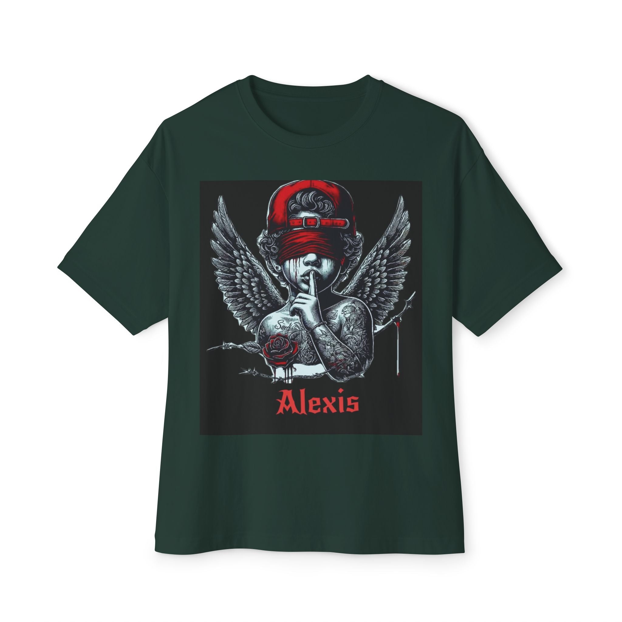 Angel Skull Tee — Personalized Alexis Graphic “It’s Not Impossible” Oversized Boxy T-Shirt