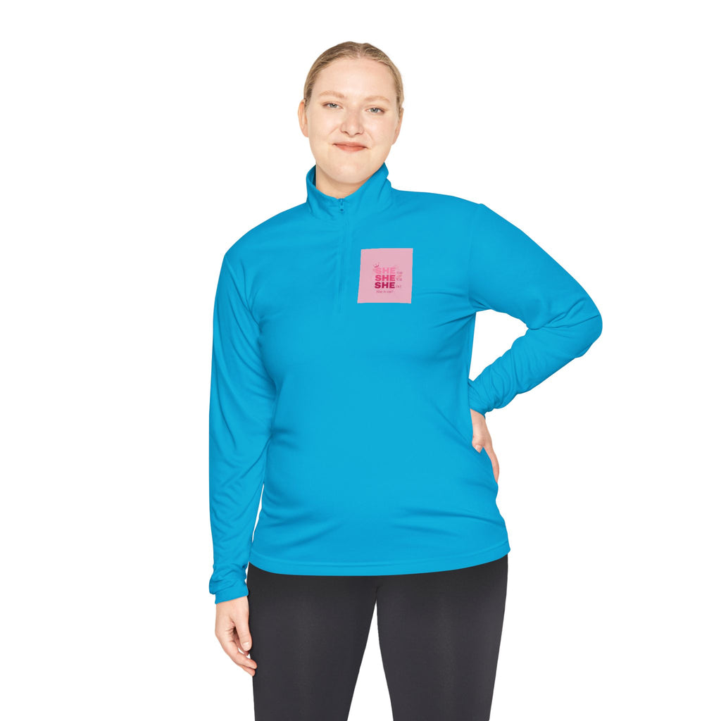 Quarter-Zip Pullover — Empowerment Silhouette Graphic ("Strong Beautiful Amazing")