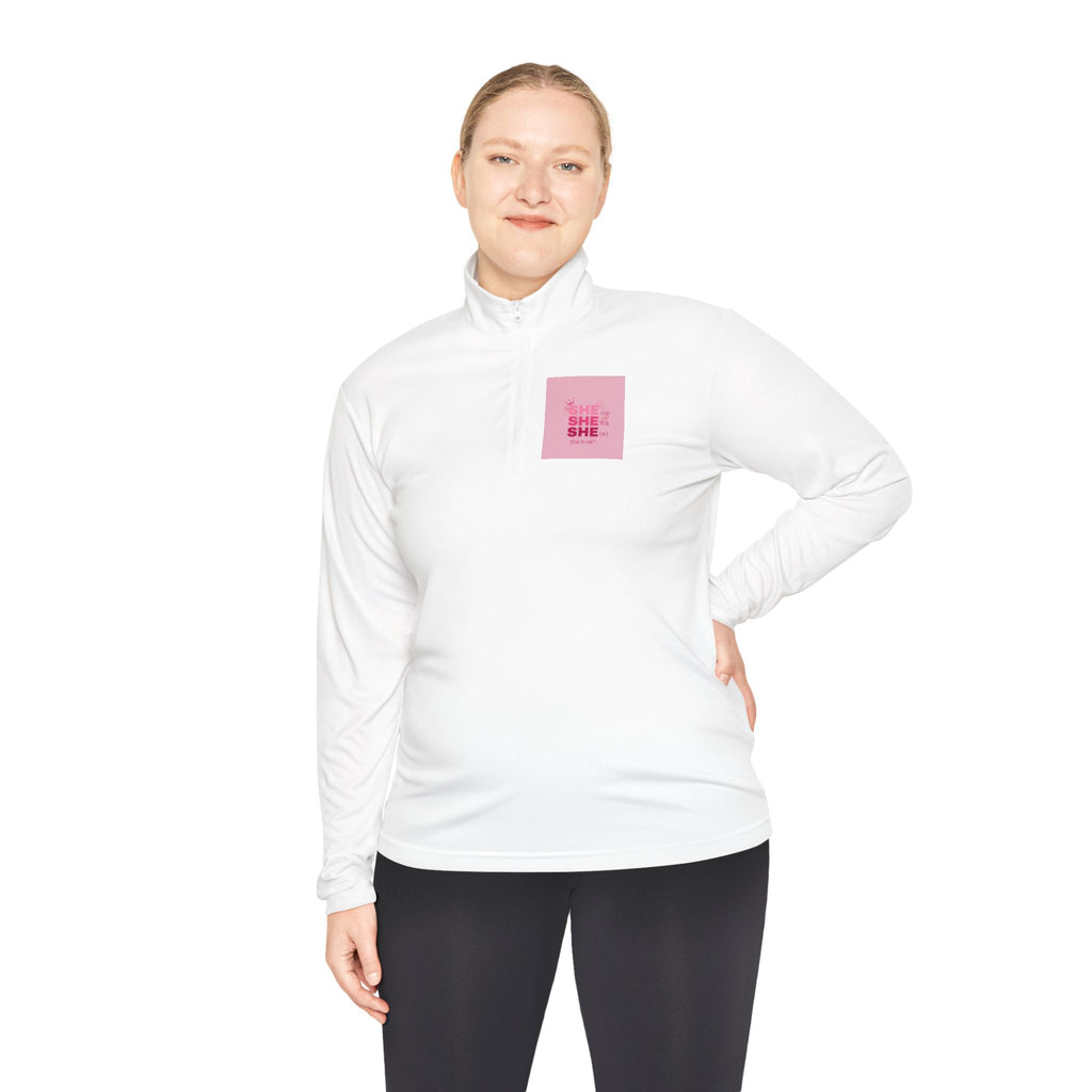 Quarter-Zip Pullover — Empowerment Silhouette Graphic ("Strong Beautiful Amazing")