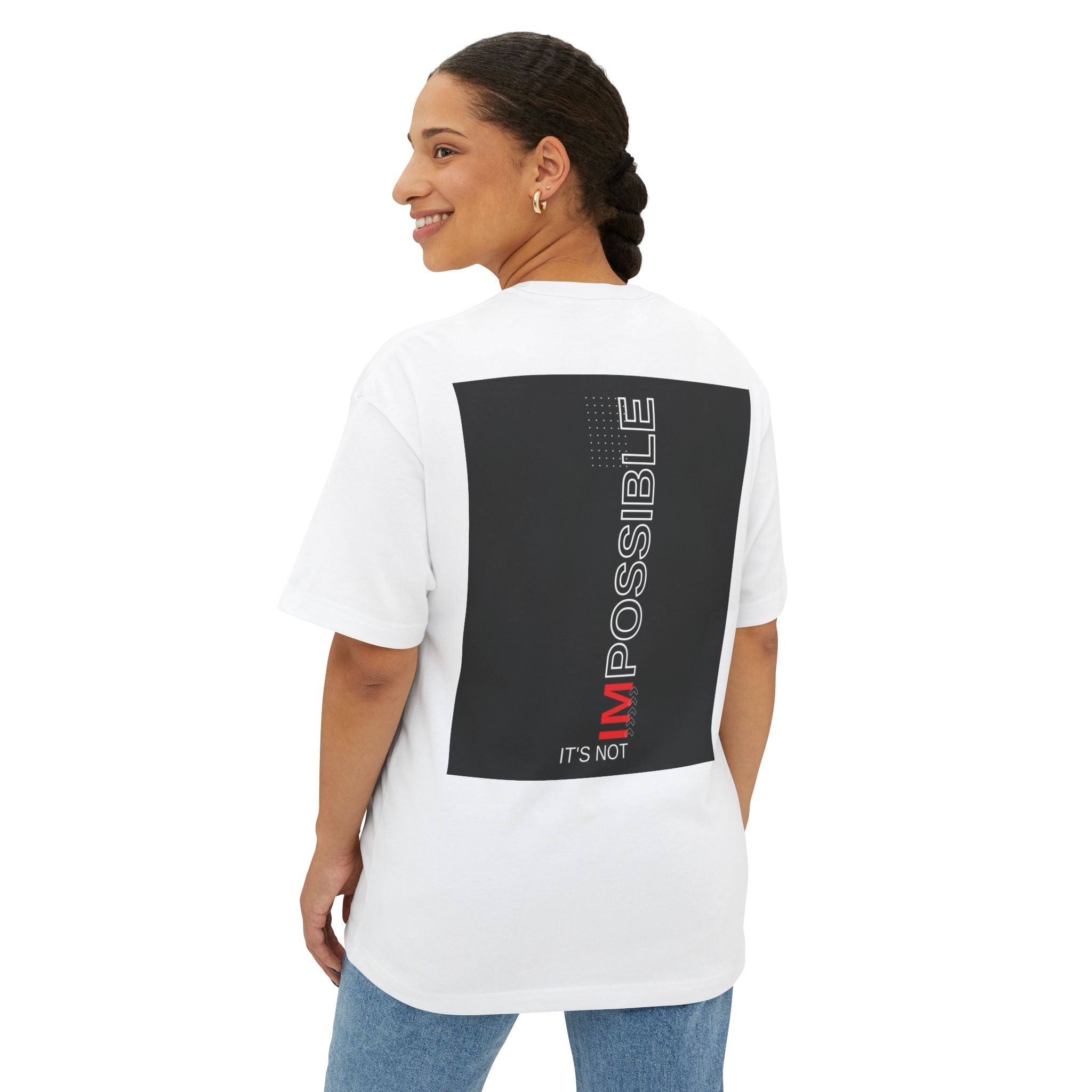 Angel Skull Tee — Personalized Alexis Graphic “It’s Not Impossible” Oversized Boxy T-Shirt