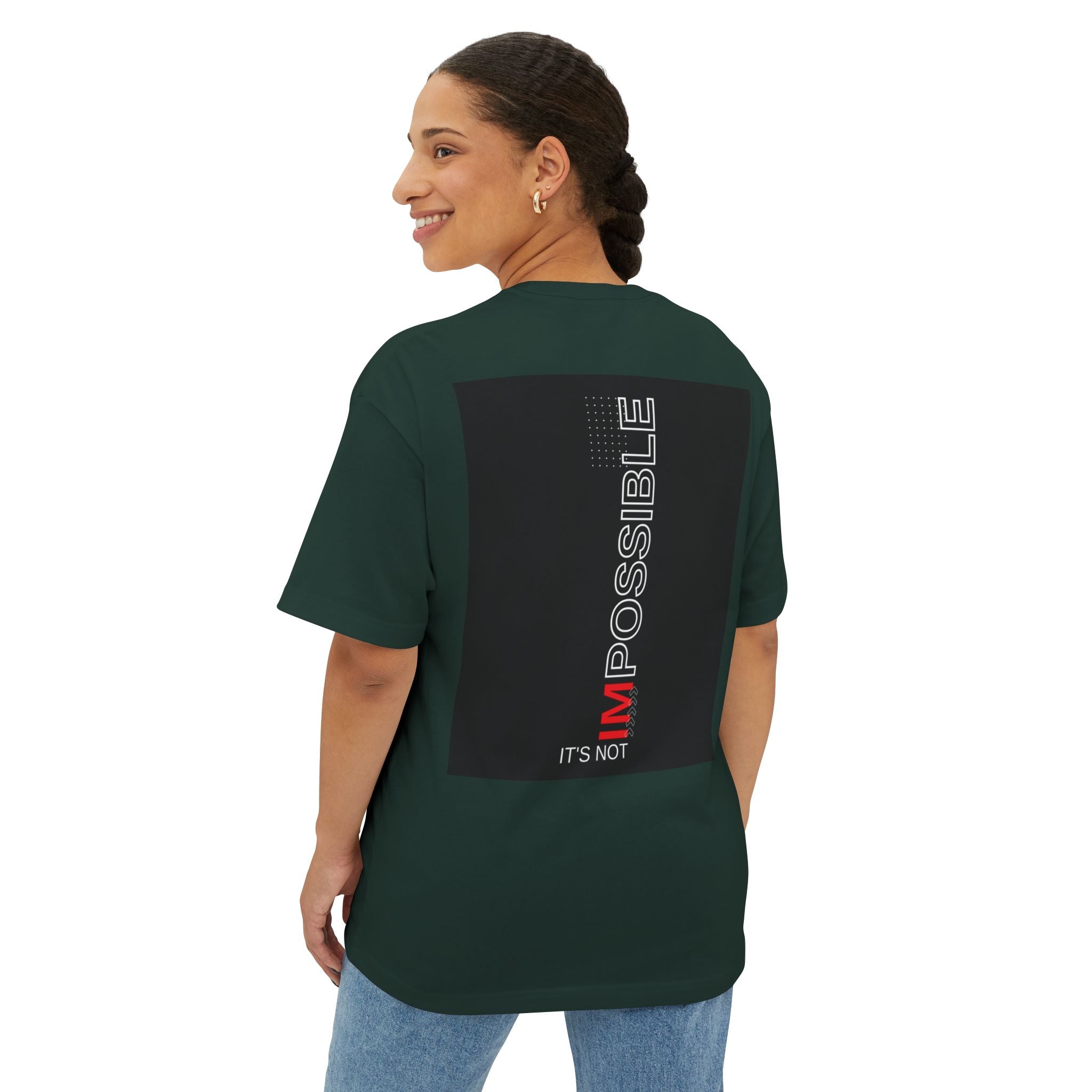 Angel Skull Tee — Personalized Alexis Graphic “It’s Not Impossible” Oversized Boxy T-Shirt
