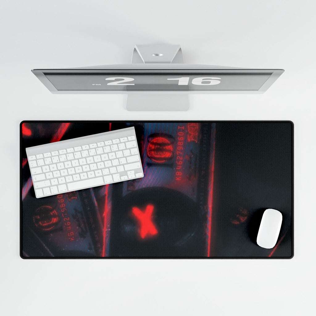 Red Neon Money Desk Mat — Dark Aesthetic Gaming Desk Pad