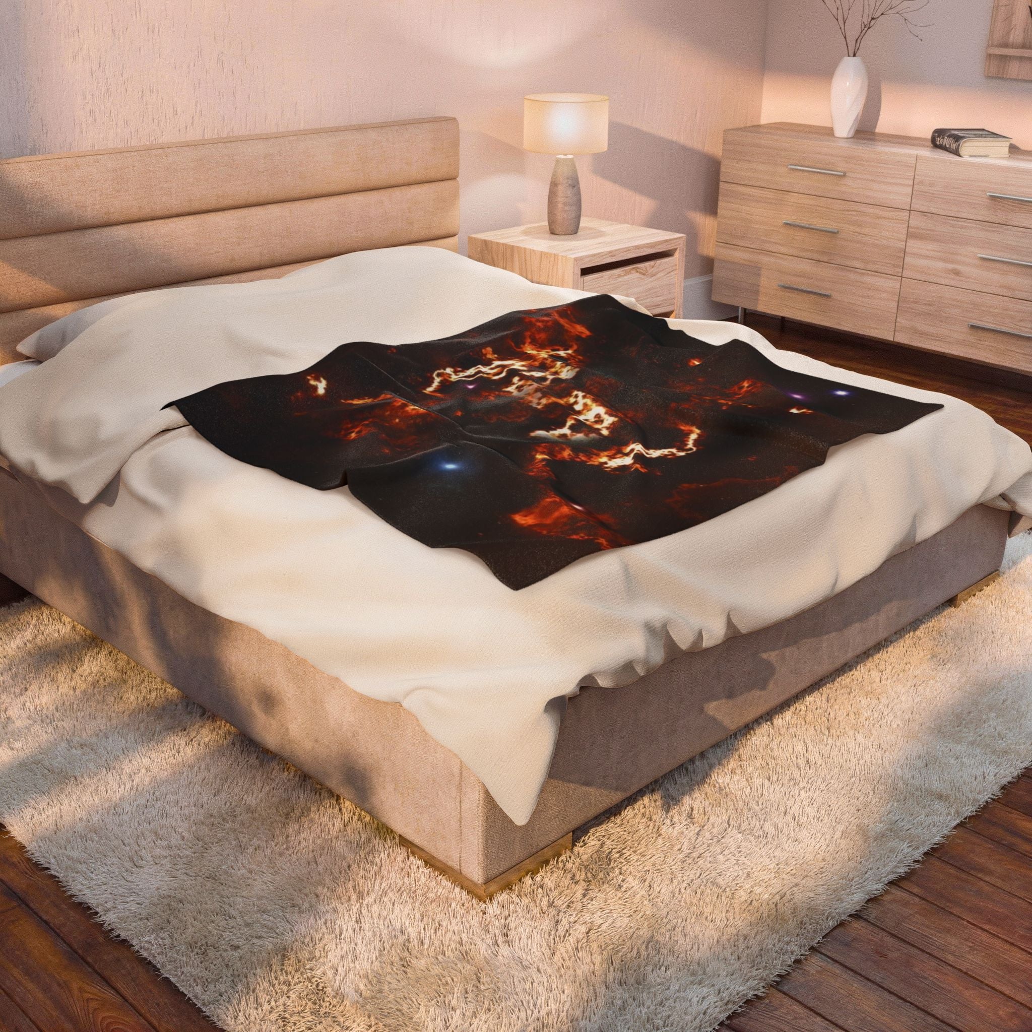 Galaxy Nebula Velveteen Plush Blanket — Cosmic Starfield Throw for Stargazers