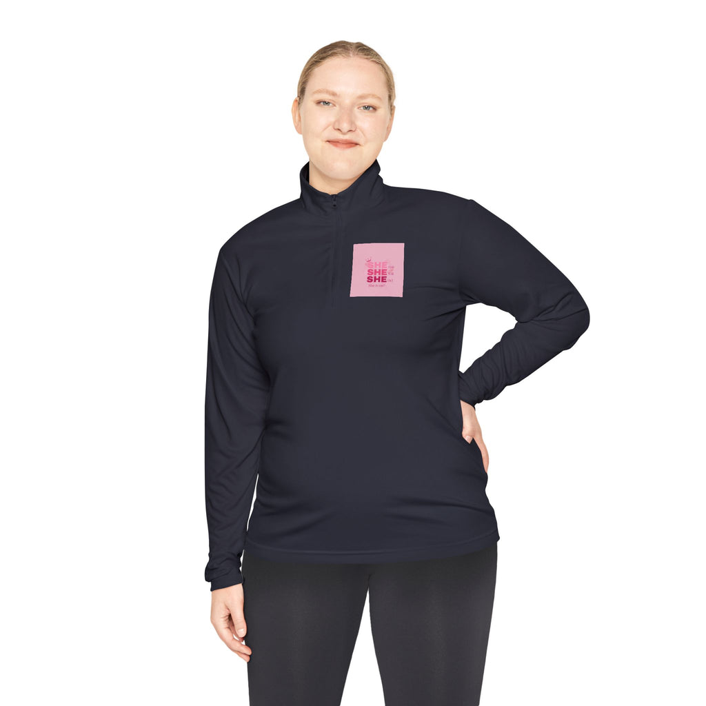 Quarter-Zip Pullover — Empowerment Silhouette Graphic ("Strong Beautiful Amazing")