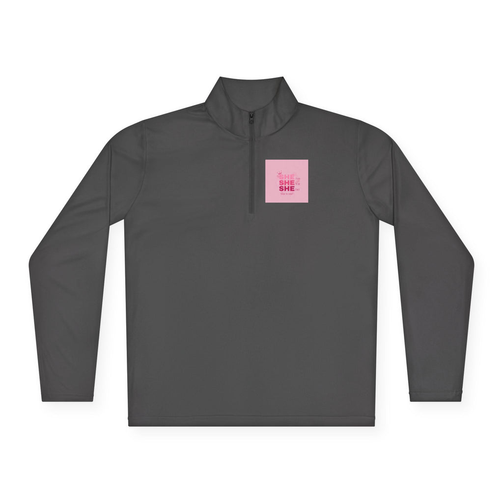 Quarter-Zip Pullover — Empowerment Silhouette Graphic ("Strong Beautiful Amazing")