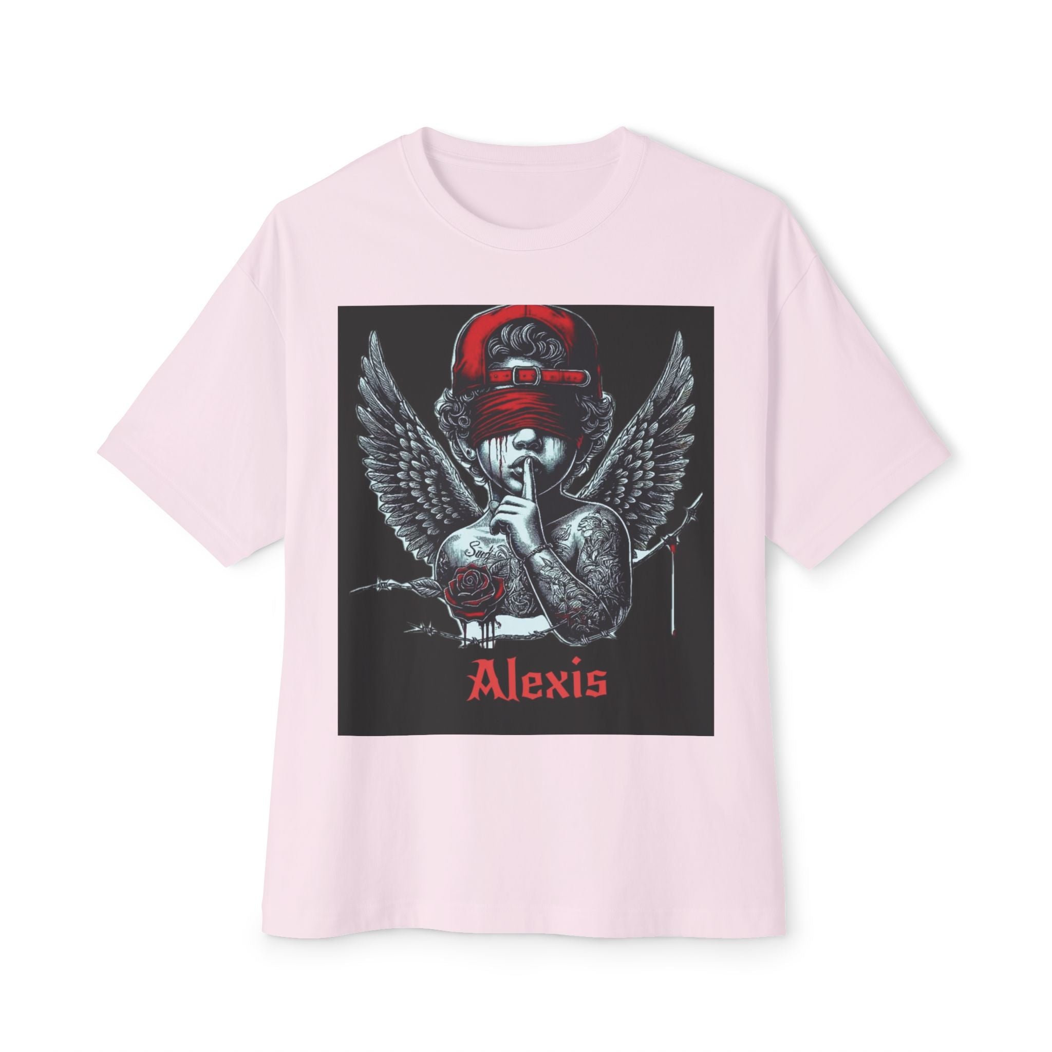 Angel Skull Tee — Personalized Alexis Graphic “It’s Not Impossible” Oversized Boxy T-Shirt