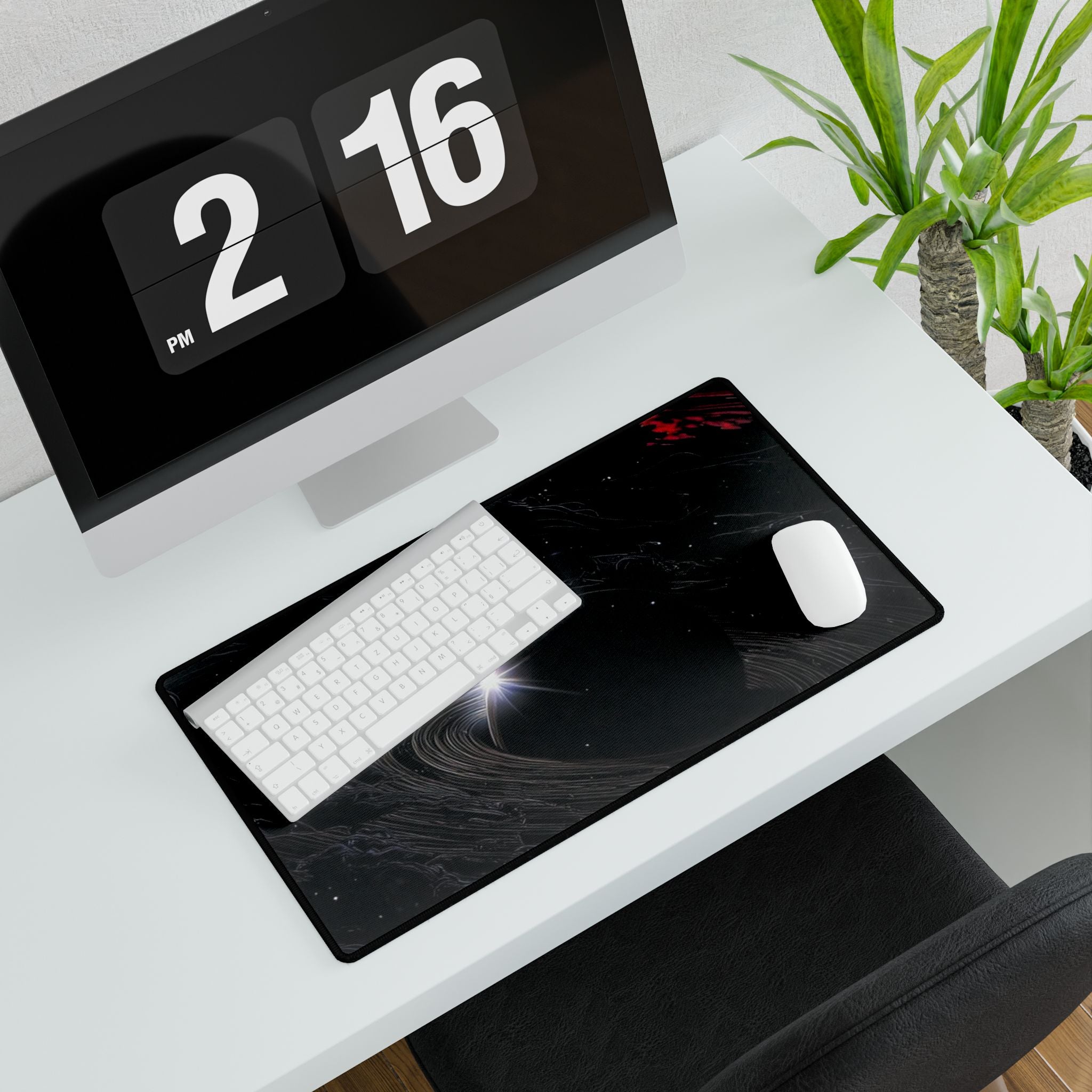 Space Nebula Desk Mat — Cosmic Black Gaming/Office Mousepad