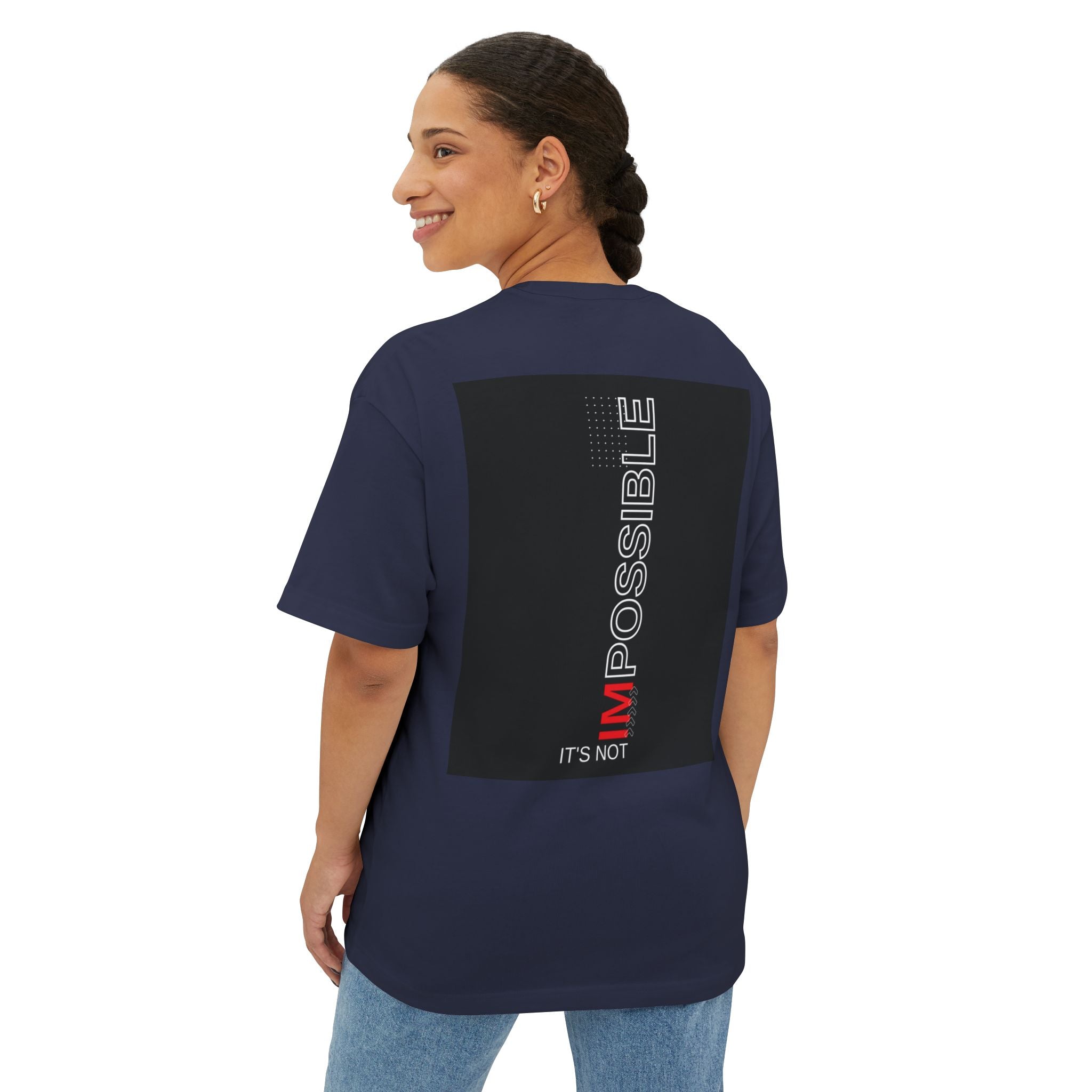 Angel Skull Tee — Personalized Alexis Graphic “It’s Not Impossible” Oversized Boxy T-Shirt