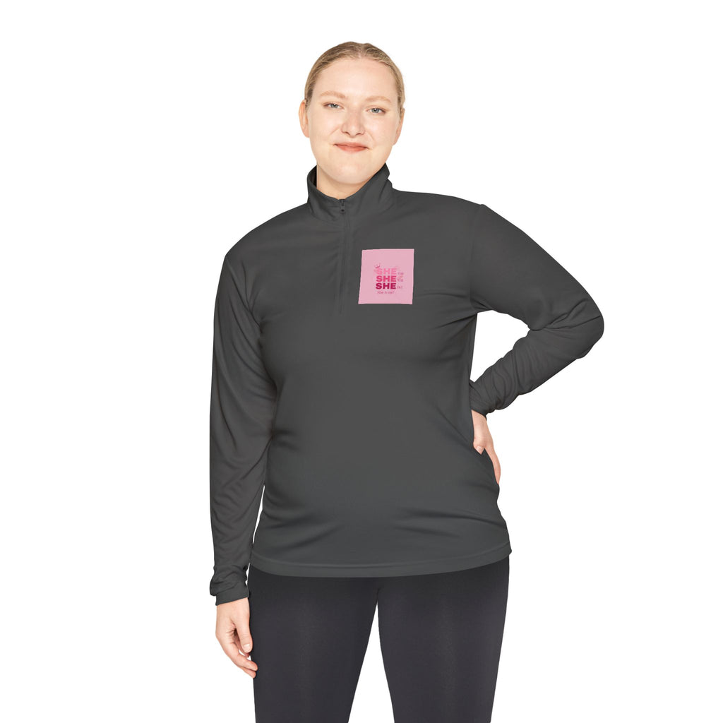 Quarter-Zip Pullover — Empowerment Silhouette Graphic ("Strong Beautiful Amazing")