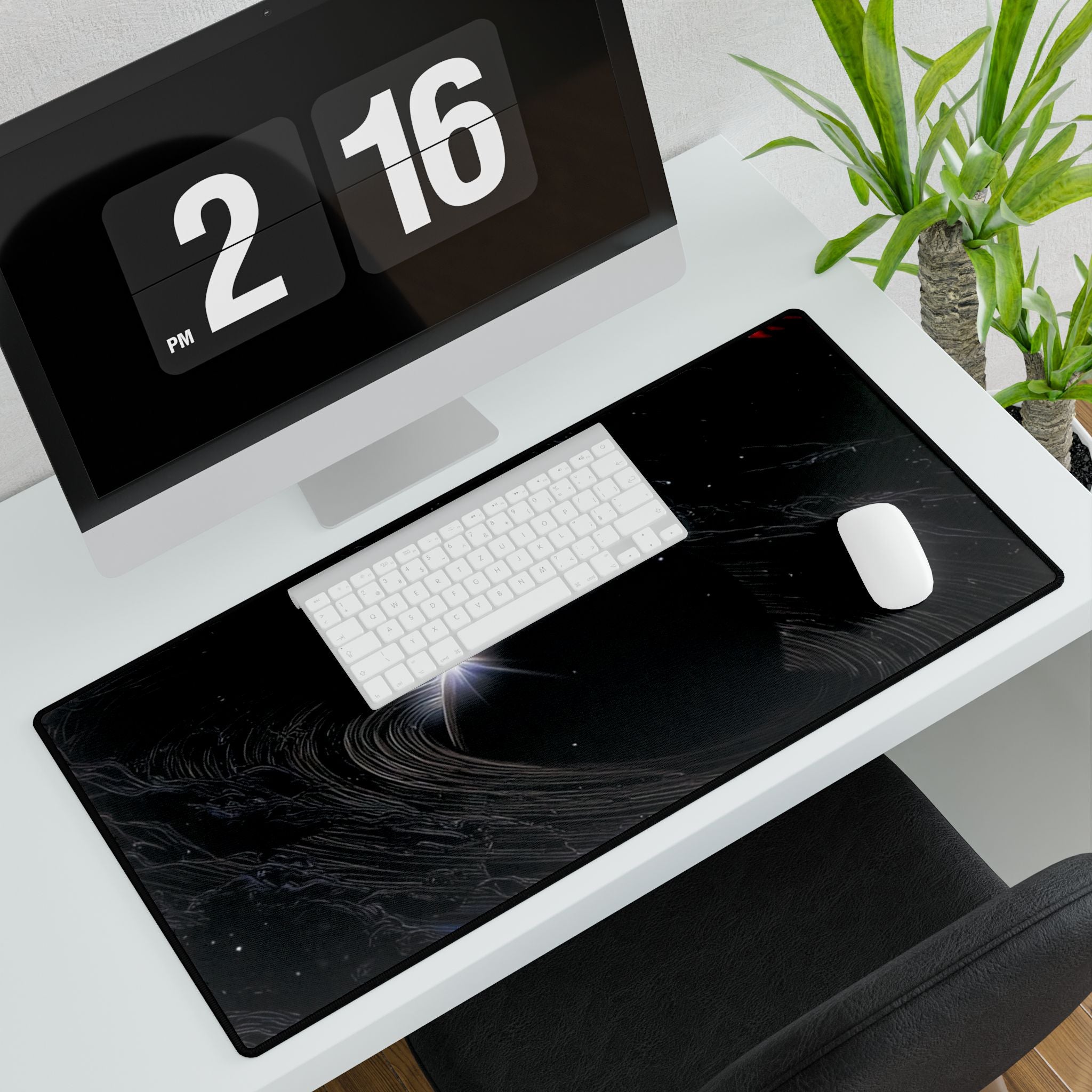 Space Nebula Desk Mat — Cosmic Black Gaming/Office Mousepad