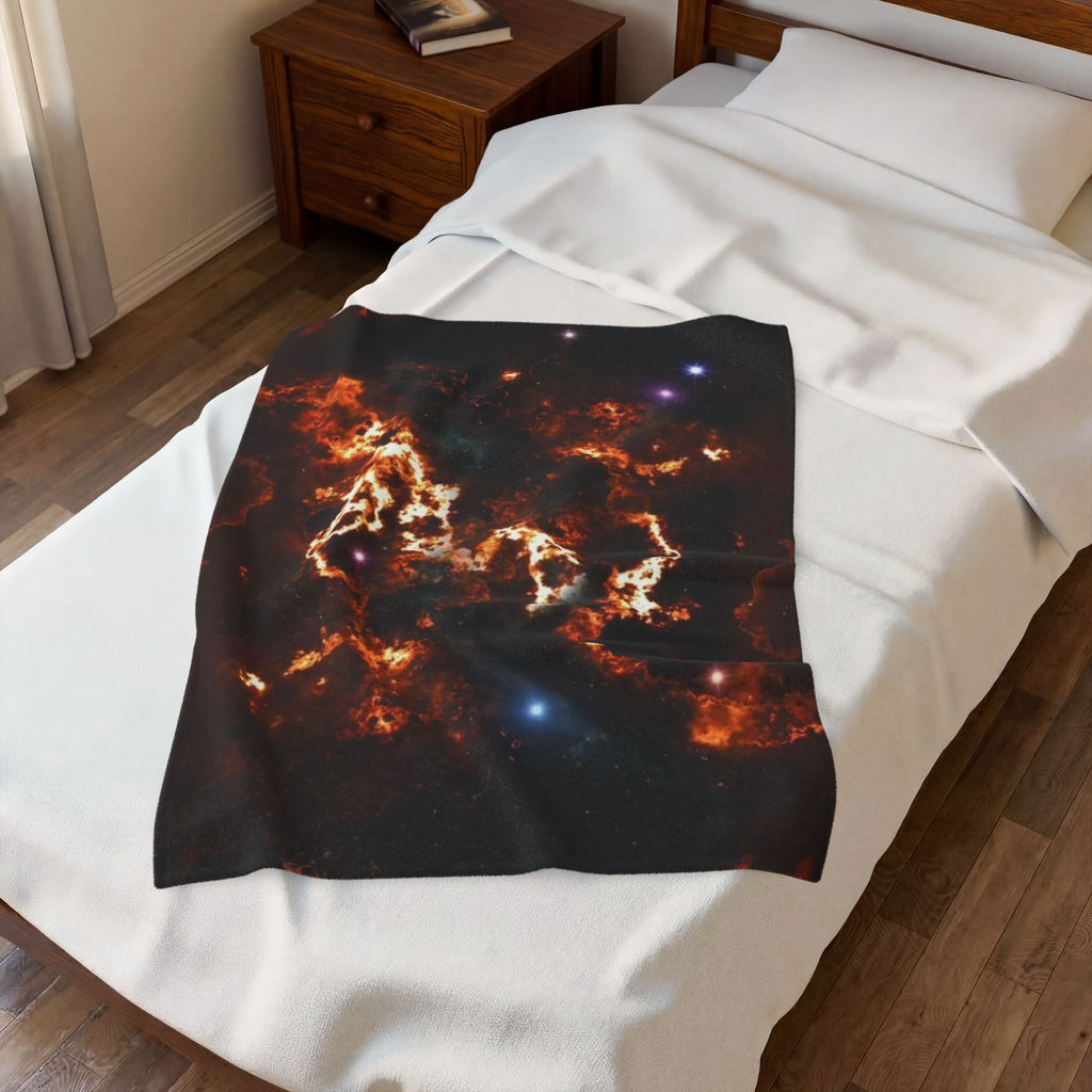 Galaxy Nebula Velveteen Plush Blanket — Cosmic Starfield Throw for Stargazers