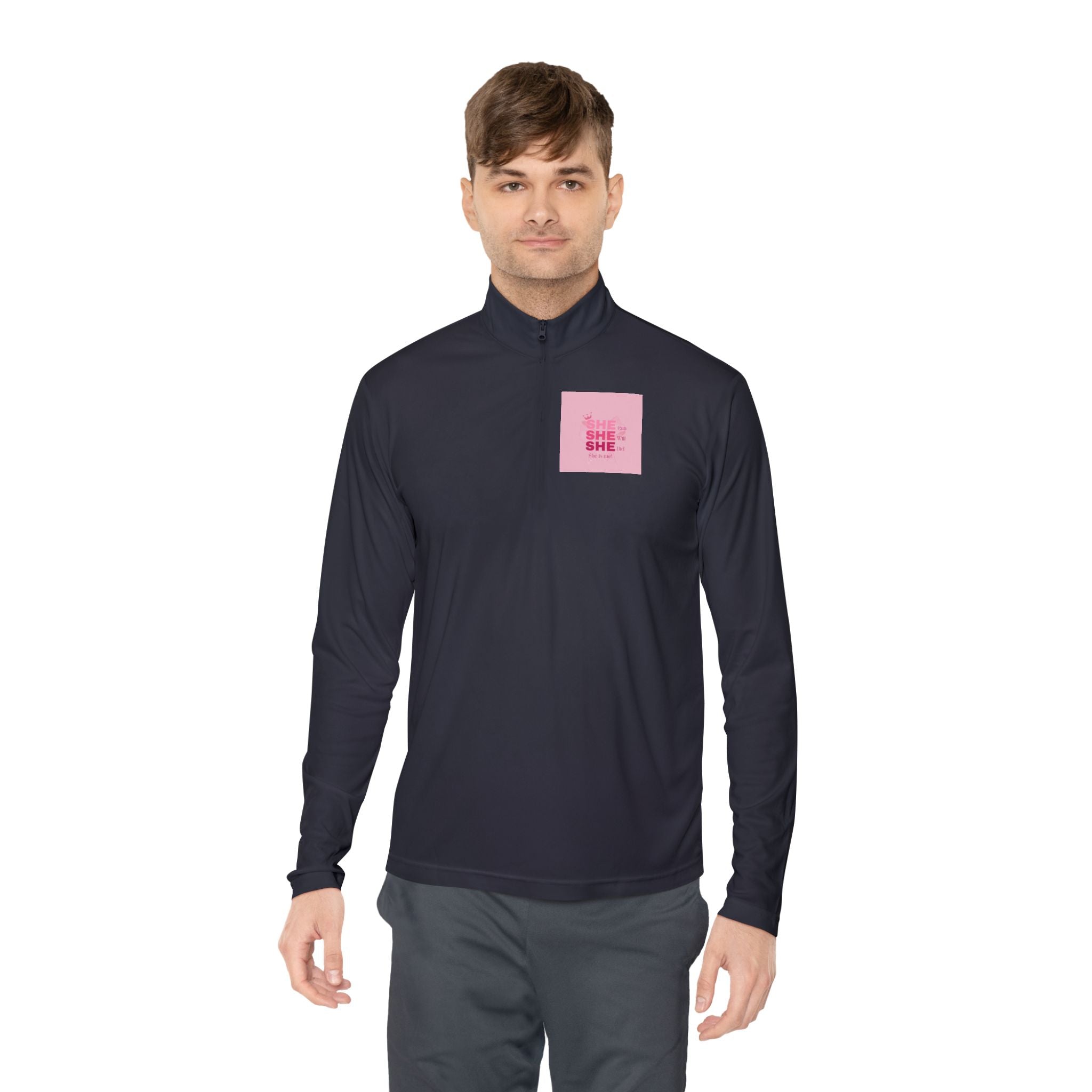 Quarter-Zip Pullover — Empowerment Silhouette Graphic ("Strong Beautiful Amazing")