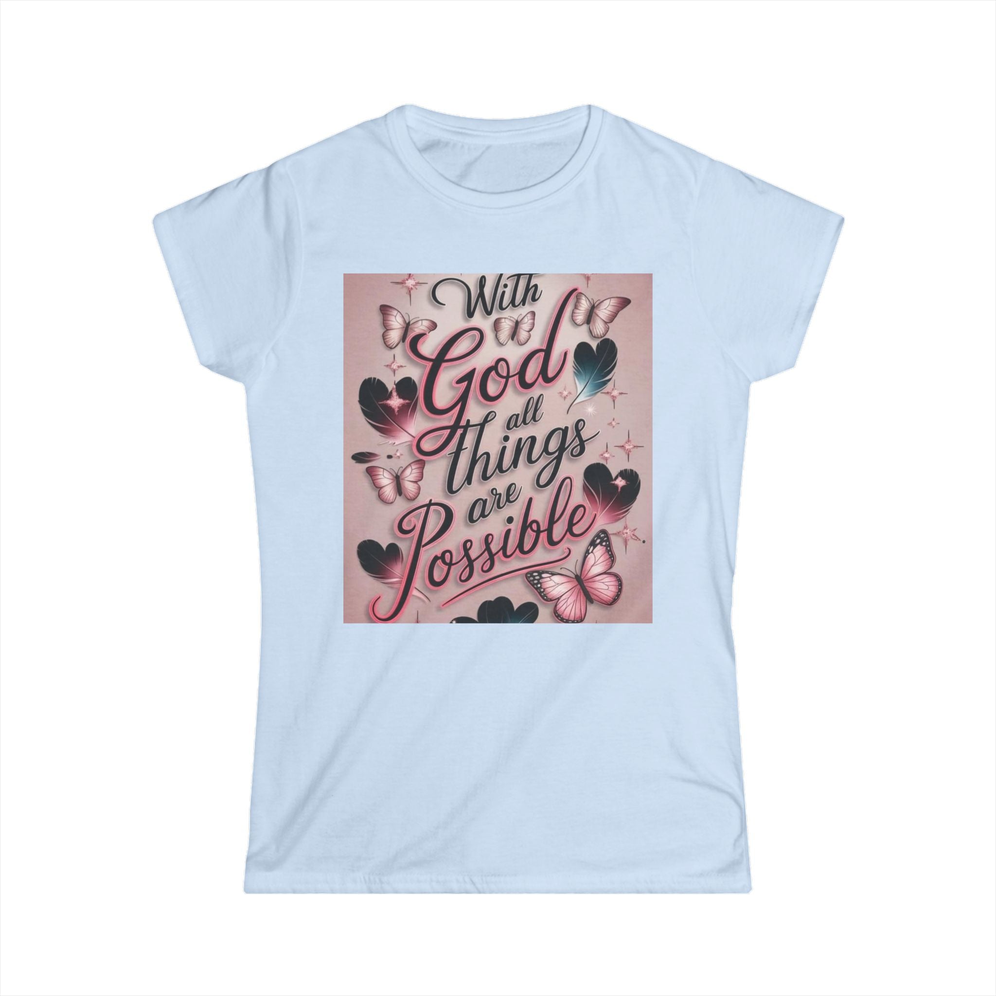 Christian Women’s Tee — “With God All Things Are Possible” Inspirational Shirt