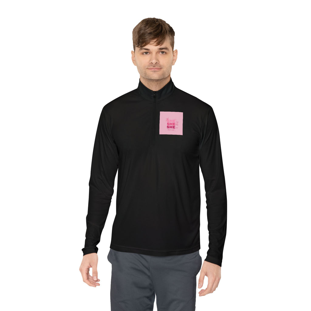 Quarter-Zip Pullover — Empowerment Silhouette Graphic ("Strong Beautiful Amazing")