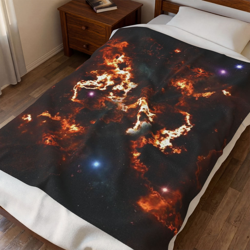 Galaxy Nebula Velveteen Plush Blanket — Cosmic Starfield Throw for Stargazers