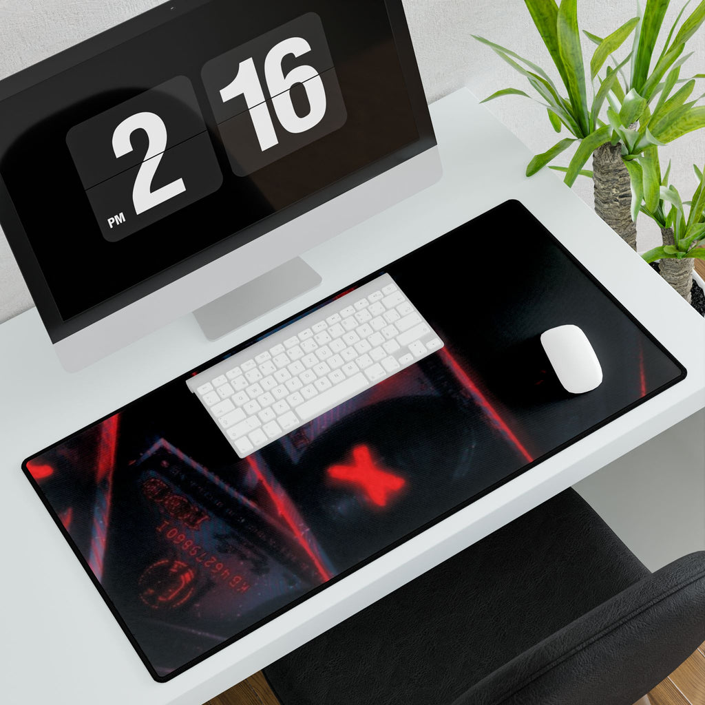 Red Neon Money Desk Mat — Dark Aesthetic Gaming Desk Pad