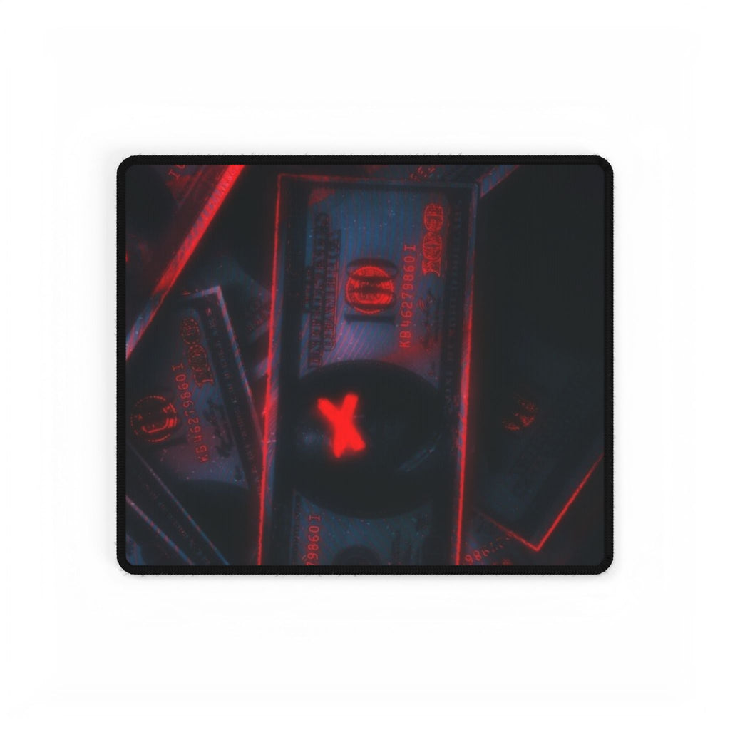 Red Neon Money Desk Mat — Dark Aesthetic Gaming Desk Pad