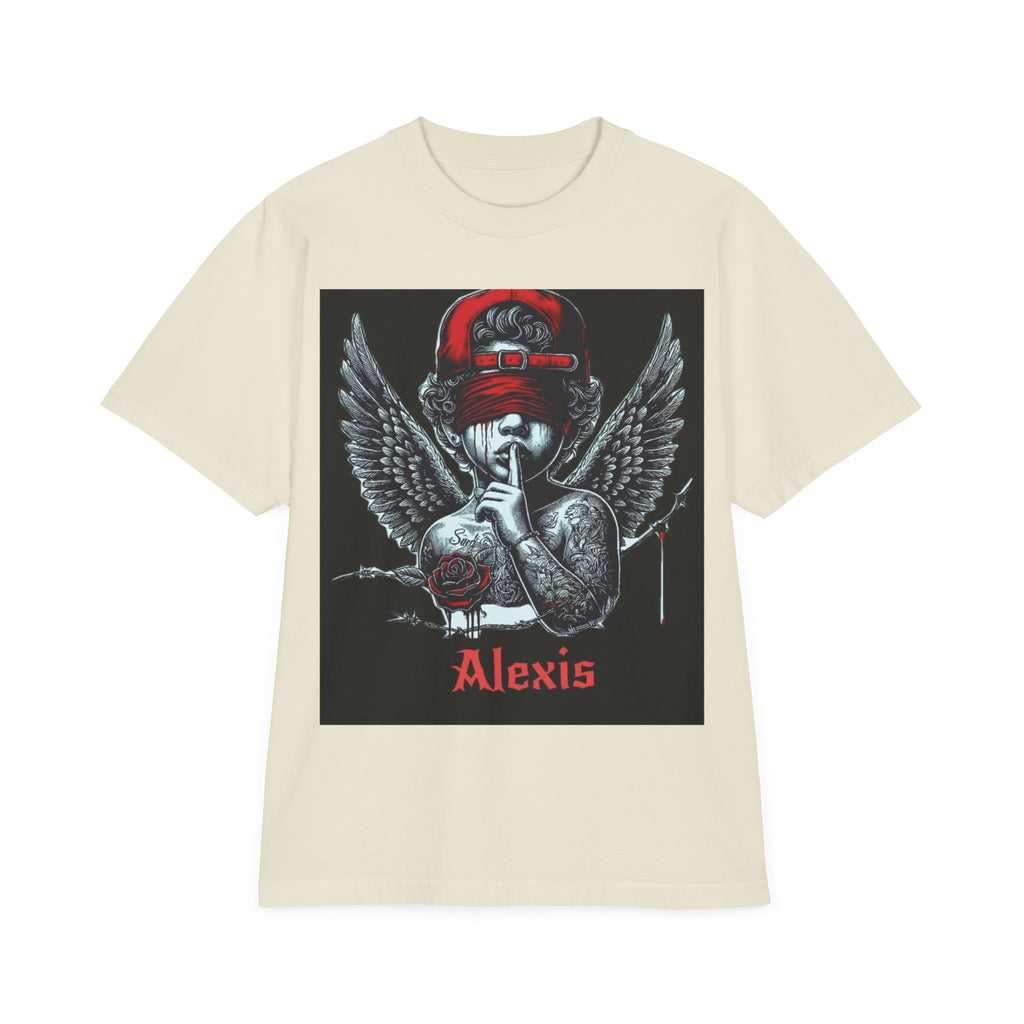 Alexis Angel Wings Graphic T-Shirt — 'Forgive Them Father' Back Print