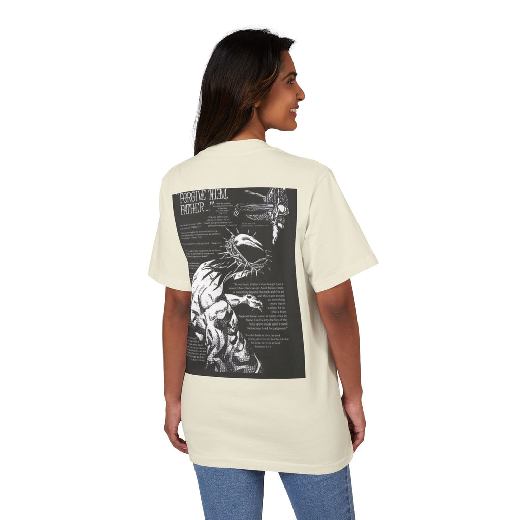 Alexis Angel Wings Graphic T-Shirt — 'Forgive Them Father' Back Print