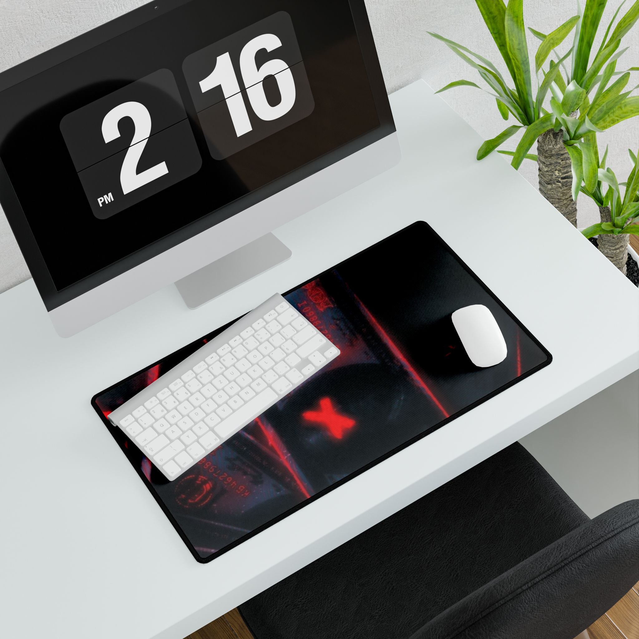 Red Neon Money Desk Mat — Dark Aesthetic Gaming Desk Pad