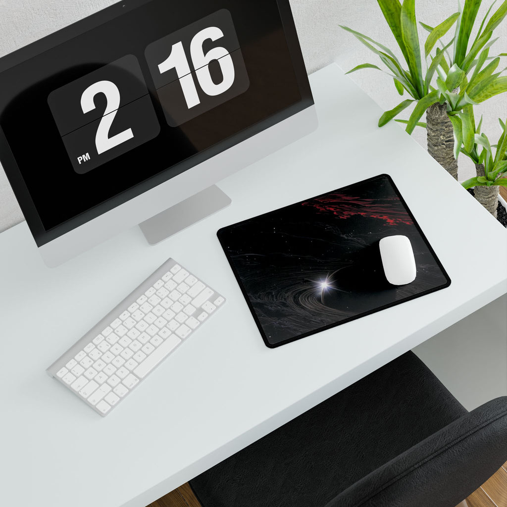 Space Nebula Desk Mat — Cosmic Black Gaming/Office Mousepad